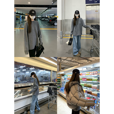 大小姐77通勤卷边中长款毛衣内搭