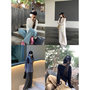 B入极简松弛感 大小姐77 60支超细绵羊毛显瘦口袋圆领上衣