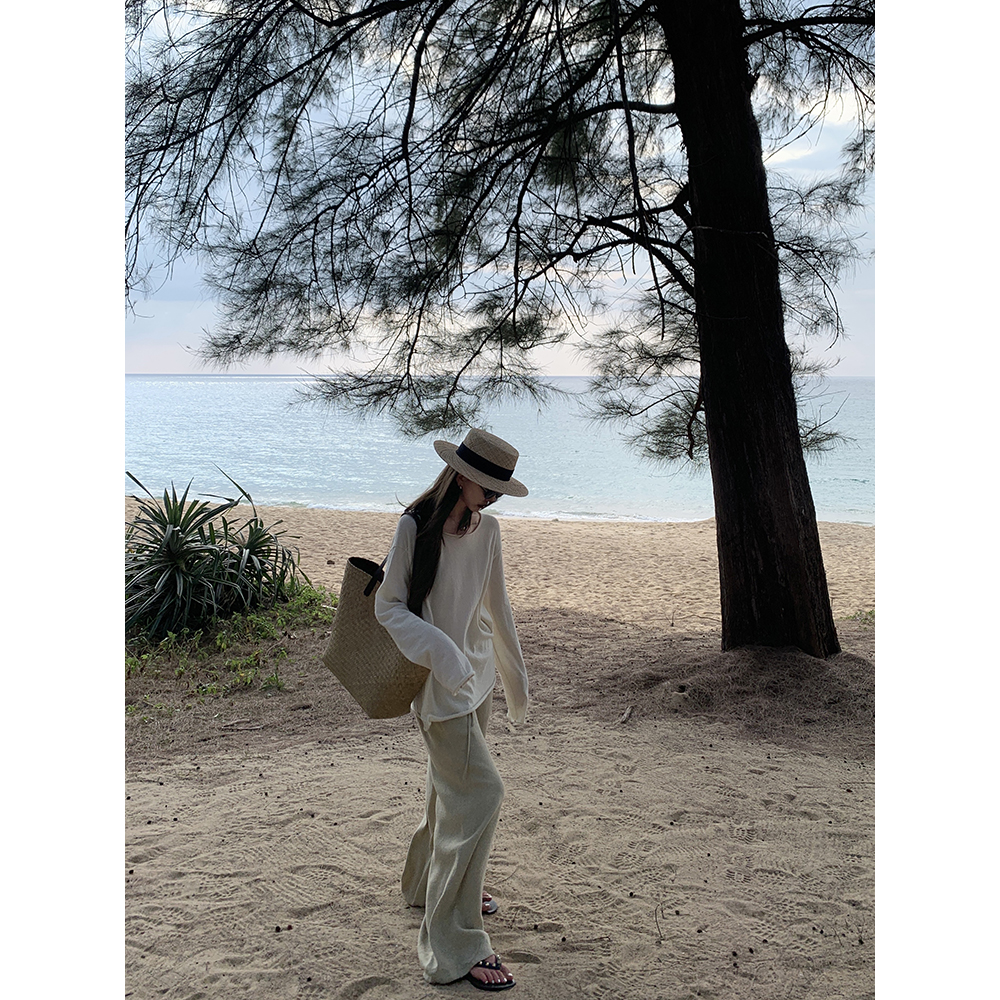 大小姐77老钱松弛感亚麻慵懒舒服显瘦好搭垂感松紧腰懒人裤阔腿裤