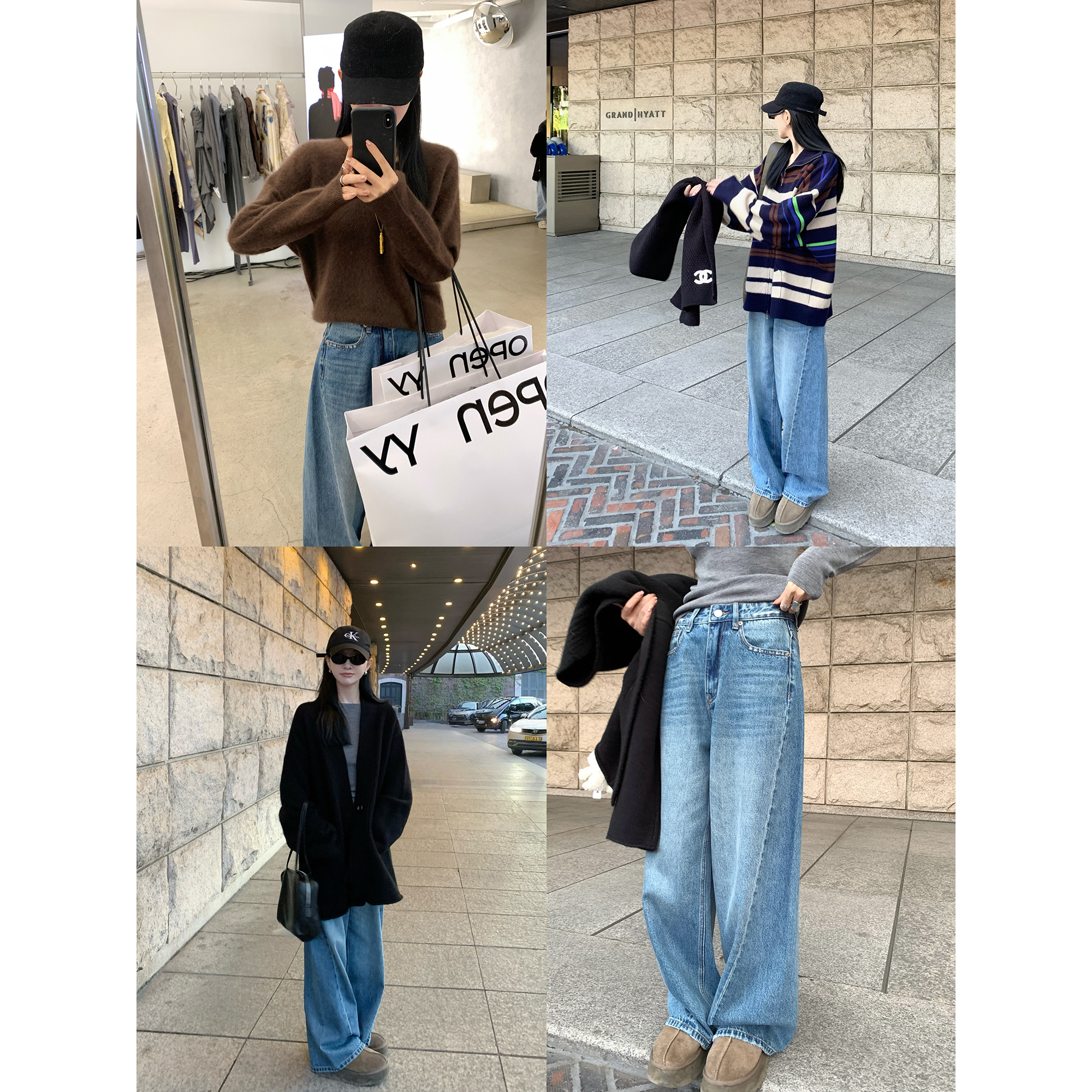 大小姐77本期bi入复古结构时髦品质版型ju好水洗宽松阔腿牛仔裤女