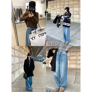 大小姐77本期bi入复古结构时髦品质版 女 型ju好水洗宽松阔腿牛仔裤