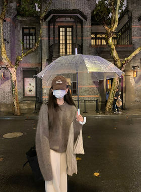 大小姐77 进口超幼baby马海毛蓬松细腻保暖圆领套头毛衣