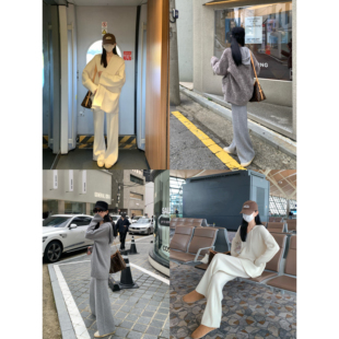 大小姐77bi入老钱松弛感秋冬好穿100绵羊毛高级连帽V领毛衣休闲裤