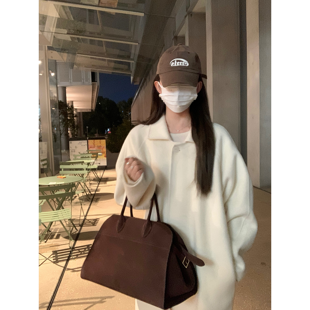 大小姐77长款白色长款双面呢