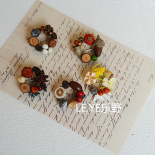 森系果实胸针 伴手礼 小清新手作DIY圆形植物胸针婚礼毕业季