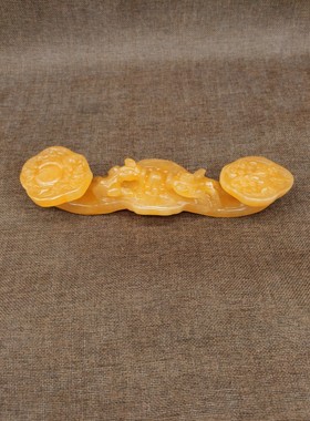 天然黄玉如意摆件白玉石雕刻招财风水客厅家居摆设长辈生日礼品