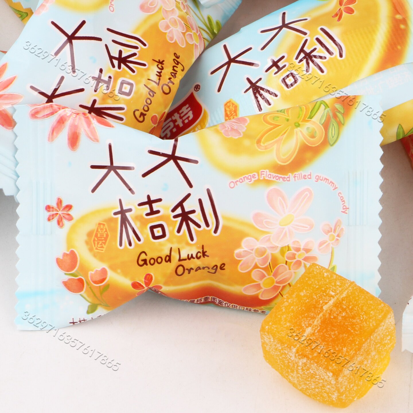京特大桔大利桔子味软糖橘子果汁糖喜糖果零食批发爆浆流心新品