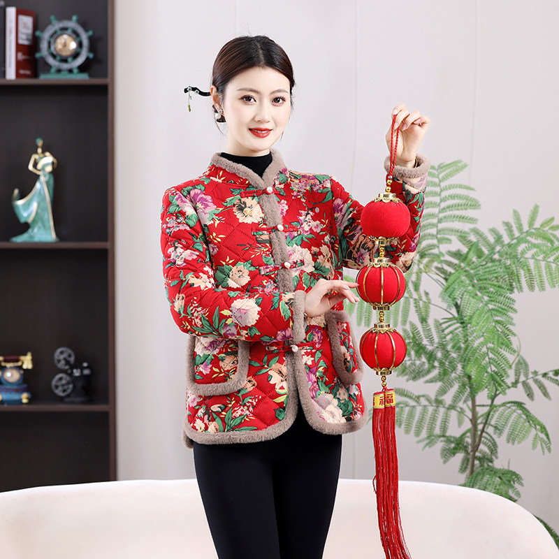 新款夹棉加绒短款新中式棉袄宽松显瘦遮肉棉服网红东北大花妈妈装,女装/女士精品,棉衣/棉服,淘宝优惠券,粉丝福利购,淘宝优惠卷