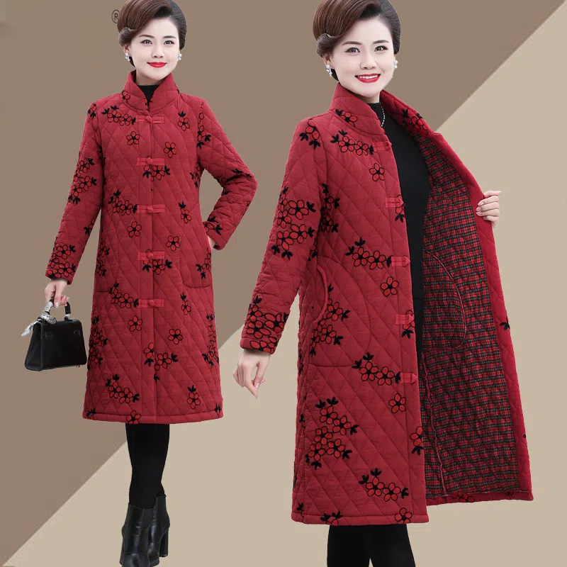 秋冬复古休闲棉衣棉服中老年妈妈装棉袄夹棉民族风唐装盘扣外套女