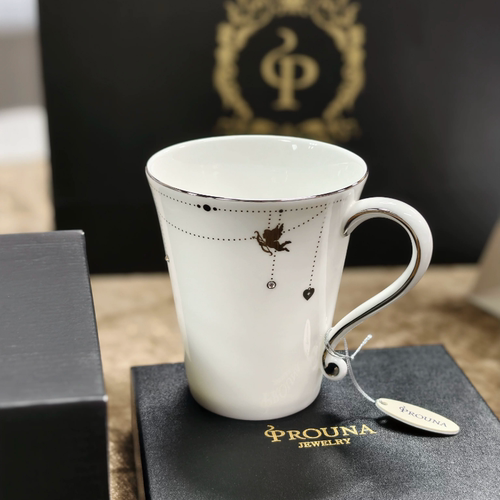 韩国原装进口prouna 天使水晶马克杯 牛奶杯 美式咖啡杯水杯送礼