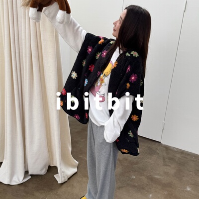 韩系毛绒花花珊瑚绒居家保暖马甲