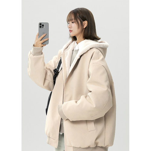 美式座山雕加绒保暖连帽棉服