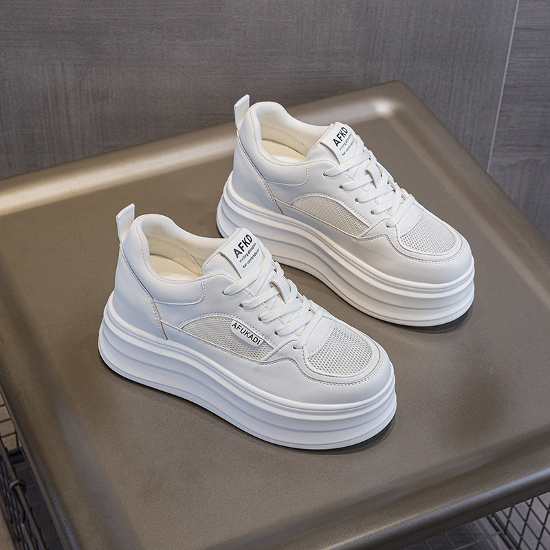 8cm厚底小白鞋女2026夏季新款网面透气不累脚增高百搭休闲运动鞋