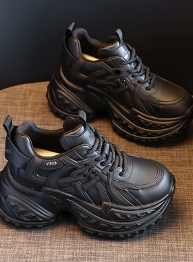 内增高9cm老爹鞋女2026春季新款简约百搭小个子显高厚底休闲鞋潮