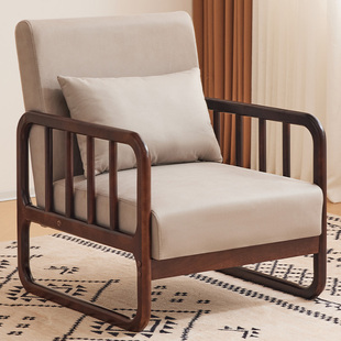 单人沙发客厅阳台休闲椅子实木靠背椅美式复古单椅卧室新款沙发椅