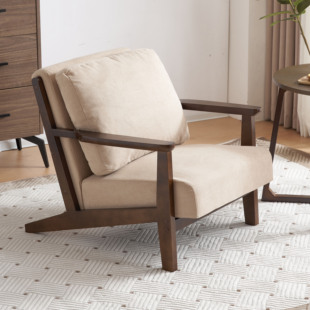 单人沙发轻奢高级感客厅高端单椅阳台休闲椅子实木家用小户型躺椅