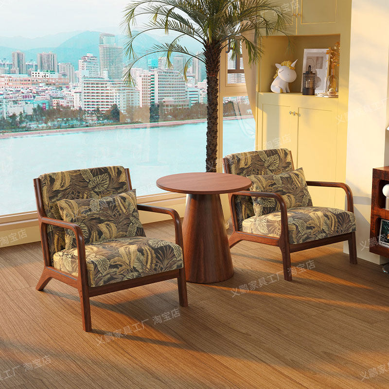 单人沙发椅小户型躺椅阳台休闲椅子轻奢高级感小型客厅民宿实木椅