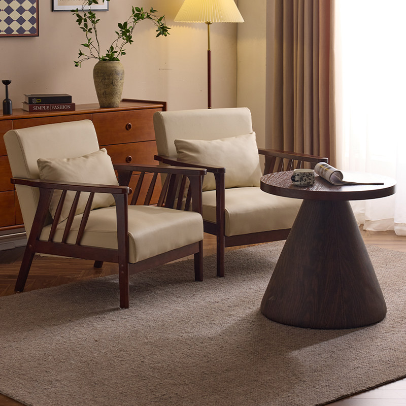 艺术感单人沙发椅休闲椅子轻奢高级设计师懒人椅真皮单人实木椅子