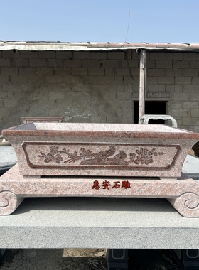 天然石头花盆花钵户外庭院中式