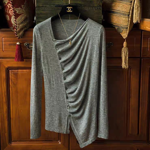 3639亲肤裸感不规则针织上衣 衣长59 雯雯推荐