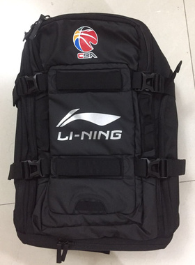 李宁赞助CBA中国篮球联赛超大号多功能黑色运动款双肩背包