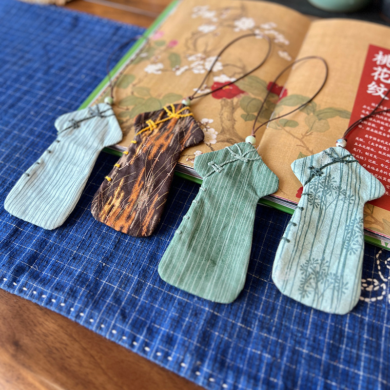 民国风复古旗袍书签 手工刺绣diy材料包鲁绣创意香包学生礼物挂件