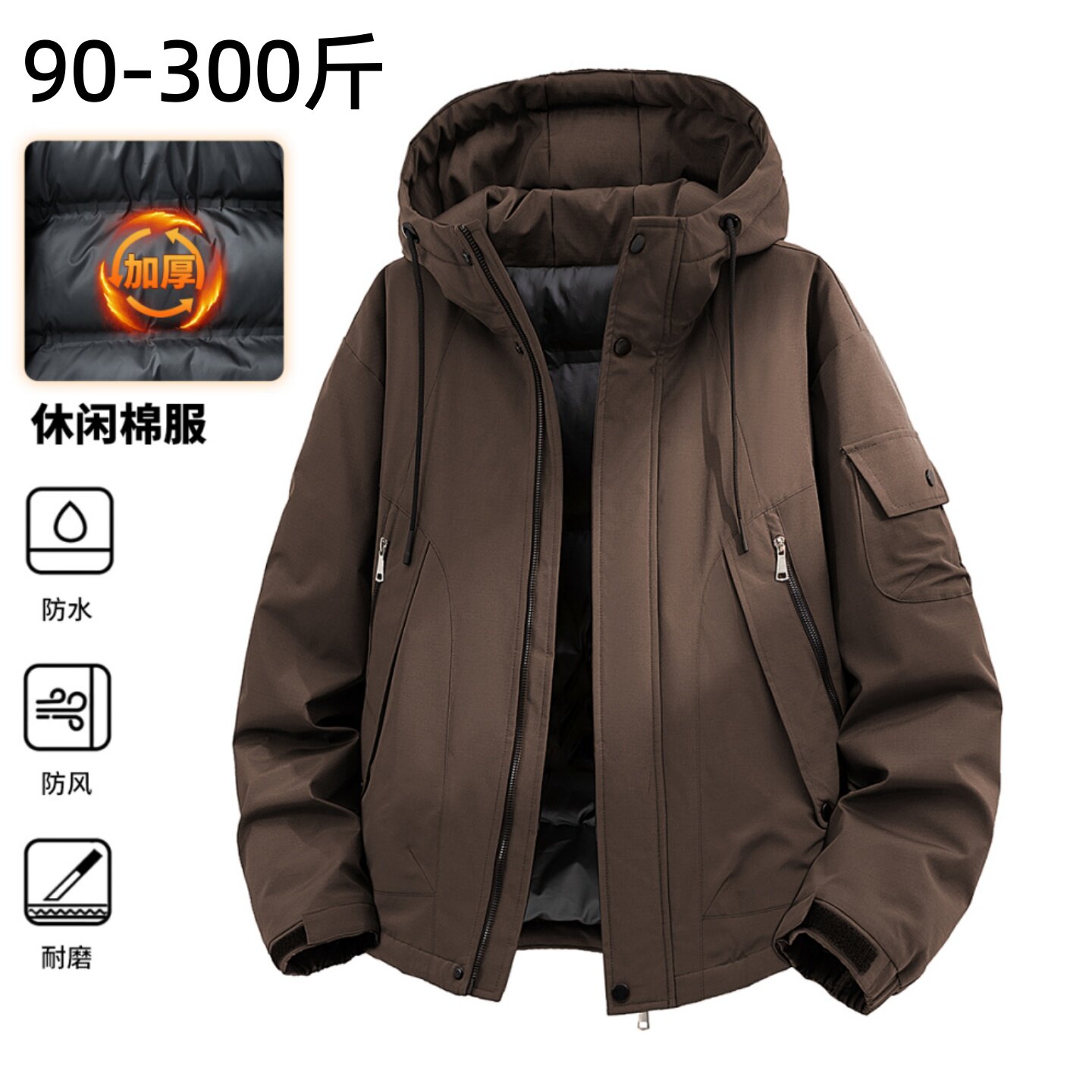 棉衣男大码加厚防寒服冬季加肥加大工装棉服外套袄子棉袄防风抗寒