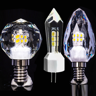 G4灯泡LED钻石K9水晶灯泡e27大螺口E14尖泡装饰灯泡室内2700k色温