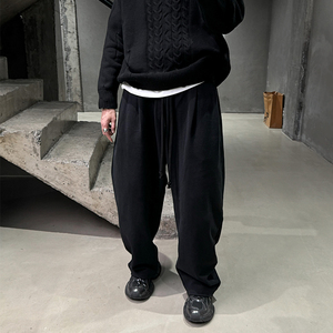 Mr.ye重磅加绒加厚卫裤男冬季宽松束脚阔腿弯刀裤纯棉休闲运动裤