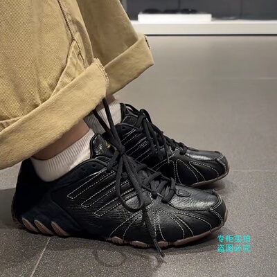 Adidas三叶草男女鞋GHOSTSPRINTW黑色复古皮质运动休闲鞋 IH1654