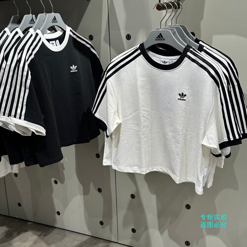 adidas阿迪达斯三叶草女子经典短款运动短袖圆领T恤JC8149 JC8150