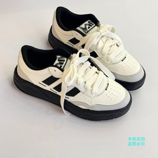 Adidas阿迪达斯男女款Lite Shuffle经典黑白运动休闲鞋板鞋KH9022