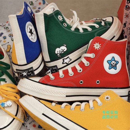 匡威1970S松井犬联名高低帮多巴胺撞色拼接帆布鞋A21361C A21362C