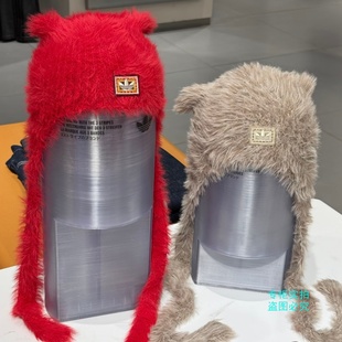 Adidas三叶草女马年新年限定保暖毛绒猫耳帽护耳帽KH0285 KH0286