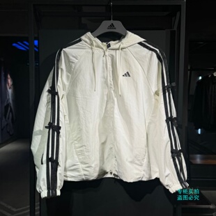 KR7603 Adidas阿迪达斯女子拒水连帽可拆卸蝴蝶结运动外套KR7602