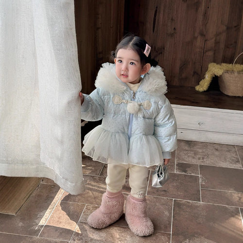 【现货】DW259855儿童羽绒服2026冬季新款国标90白鸭绒女童羽绒服