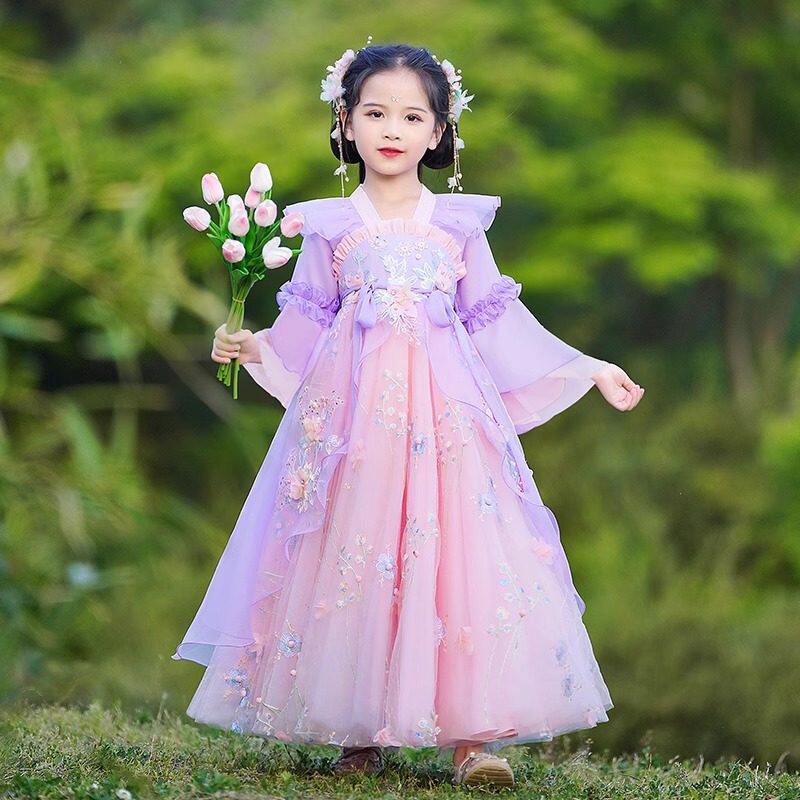 女童汉服秋季儿童连衣裙2026新款女孩公主裙幼儿园中秋节裙子春秋