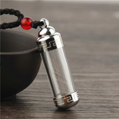 透明柱形符管嘎乌盒吊坠护身符舍利子塔宝瓶空心可打开装 朱砂挂件