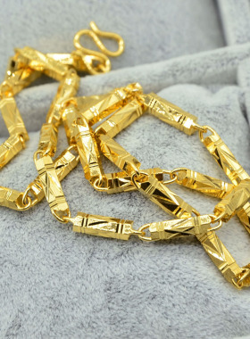 六角项链男女通用镀欧币真金饰品