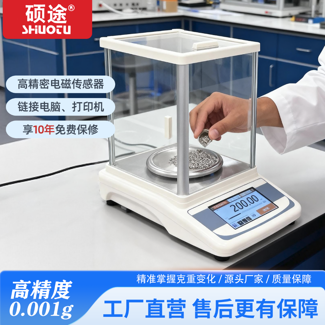 硕途高精度电子天平秤触摸屏实验室秤黄金称克拉天平0.001g