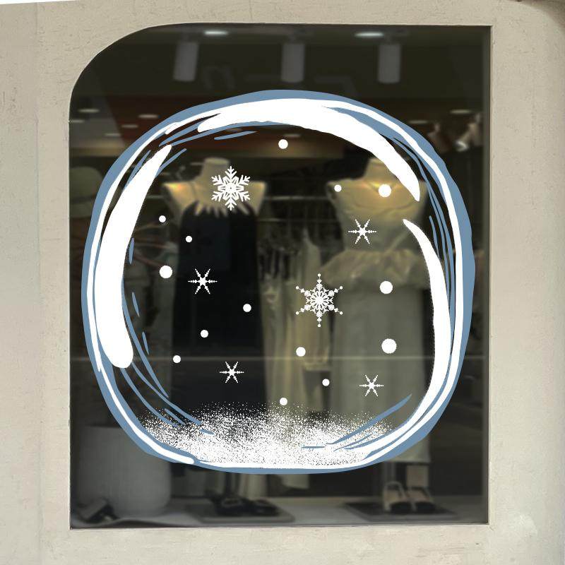 橱窗移门玻璃冬季圣诞装饰静电贴