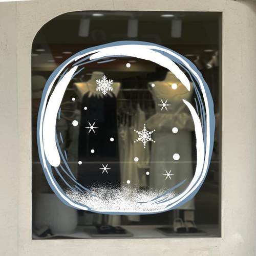 橱窗移门玻璃冬季圣诞装饰静电贴