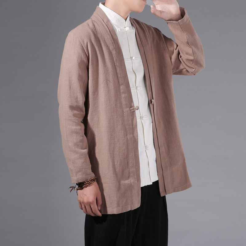 9059^民风服饰改良中式上衣秋季风男休闲短款风衣青年外套,男装风衣,钱塘777(原3023)