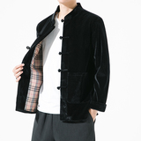 2221^金丝绒民族风唐装外套男夹克风盘扣复古中式上衣，男装民族服装，钱塘777(原3023)