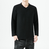 2166^原创新款打底复古T恤磨棉混纺毛高弹纯色打底衫男款2022，男装T恤，钱塘777(原3023)