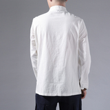 0669^唐装男衬衫长袖秋季原创中式复古汉服男风盘扣衬衫，男装衬衫，钱塘777(原3023)