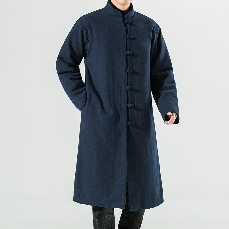 20242^棉衣男长款羽绒棉服冬装外套复古加厚棉袄风唐装,男装棉衣,钱塘777(原3023)