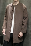JK231^民族风服装亚麻长款男上衣春秋风衣夹克风棉麻唐装，男装民族服装，钱塘777(原3023)