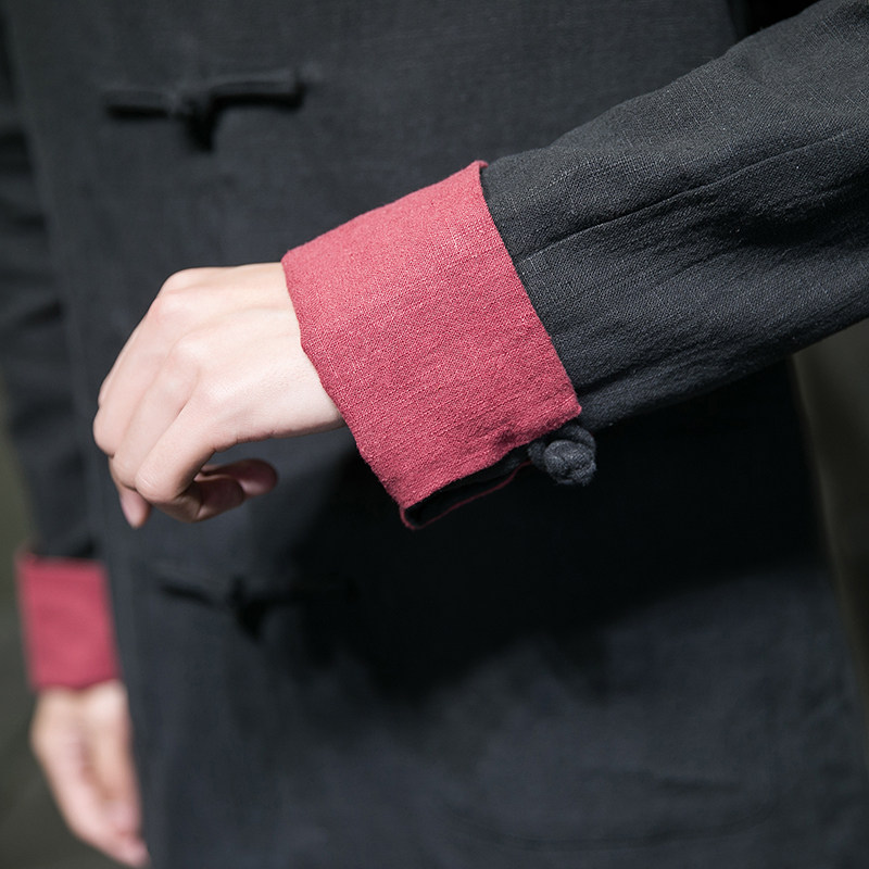 JK777^民族风春夏中式汉服盘扣宽松民族上衣唐装外套,男装民族服装,钱塘777(原3023)