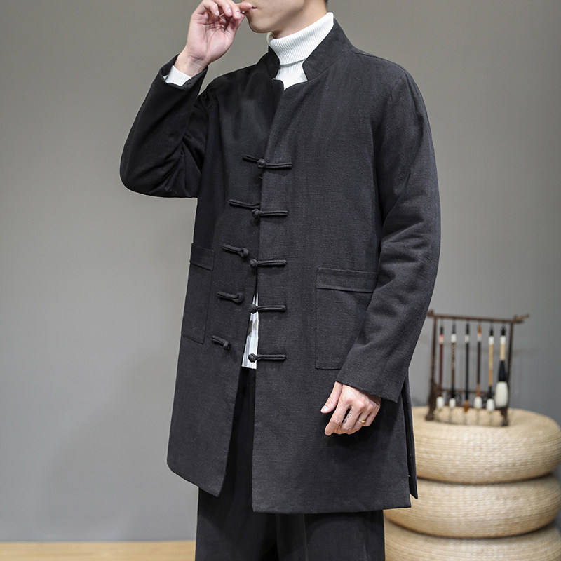20258^加厚中长款复古外风套潮男装中长款棉衣盘扣外套棉服,男装棉衣,钱塘777(原3023)